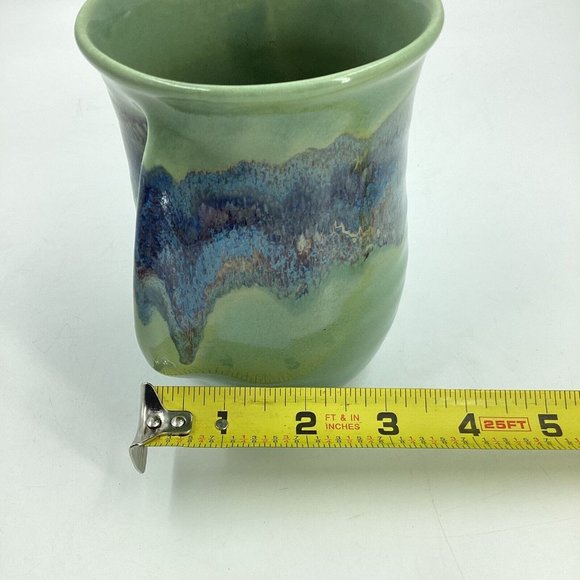 Neher Pottery Green Right Handed Hand Warmer Mug Clay in Motion 2015 Signed - Picture 8 of 10